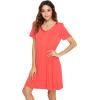 image:imageWiWi Bamboo Viscose Nightgowns for Women Short Sleeve V Neck Sleepwear Super Soft Sleep Dress Cool Plus Size Nightshirt S4XAcoral