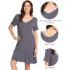 image:imageWiWi Bamboo Viscose Nightgowns for Women Short Sleeve V Neck Sleepwear Super Soft Sleep Dress Cool Plus Size Nightshirt S4XAdark Grey