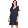 image:imageWiWi Bamboo Viscose Nightgowns for Women Short Sleeve V Neck Sleepwear Super Soft Sleep Dress Cool Plus Size Nightshirt S4XAnavy