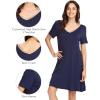image:imageWiWi Bamboo Viscose Nightgowns for Women Short Sleeve V Neck Sleepwear Super Soft Sleep Dress Cool Plus Size Nightshirt S4XAnavy