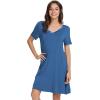 image:imageWiWi Bamboo Viscose Nightgowns for Women Short Sleeve V Neck Sleepwear Super Soft Sleep Dress Cool Plus Size Nightshirt S4XAprussian Blue
