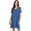 image:imageWiWi Bamboo Viscose Nightgowns for Women Short Sleeve V Neck Sleepwear Super Soft Sleep Dress Cool Plus Size Nightshirt S4XAprussian Blue