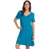 image:imageWiWi Bamboo Viscose Nightgowns for Women Short Sleeve V Neck Sleepwear Super Soft Sleep Dress Cool Plus Size Nightshirt S4XAteal Blue
