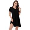 image:imageWiWi Bamboo Viscose Nightgowns for Women Short Sleeve V Neck Sleepwear Super Soft Sleep Dress Cool Plus Size Nightshirt S4XDblack