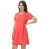 image:imageWiWi Bamboo Viscose Nightgowns for Women Short Sleeve V Neck Sleepwear Super Soft Sleep Dress Cool Plus Size Nightshirt S4XDcoral