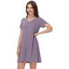 image:imageWiWi Bamboo Viscose Nightgowns for Women Short Sleeve V Neck Sleepwear Super Soft Sleep Dress Cool Plus Size Nightshirt S4XDviolet