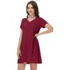 image:imageWiWi Bamboo Viscose Nightgowns for Women Short Sleeve V Neck Sleepwear Super Soft Sleep Dress Cool Plus Size Nightshirt S4XDwine