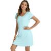 image:imageWiWi Bamboo Viscose Nightgowns for Women Super Soft Short Sleeve V Neck Sleep Dress Cooling Plus Size Lounge Sleepwear S4XDaqua