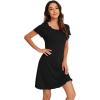 image:imageWiWi Bamboo Viscose Nightgowns for Women Super Soft Short Sleeve V Neck Sleep Dress Cooling Plus Size Lounge Sleepwear S4XDblack
