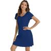 image:imageWiWi Bamboo Viscose Nightgowns for Women Super Soft Short Sleeve V Neck Sleep Dress Cooling Plus Size Lounge Sleepwear S4XDblue Depth