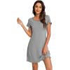 image:imageWiWi Bamboo Viscose Nightgowns for Women Super Soft Short Sleeve V Neck Sleep Dress Cooling Plus Size Lounge Sleepwear S4XDheather Grey