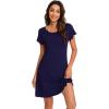image:imageWiWi Bamboo Viscose Nightgowns for Women Super Soft Short Sleeve V Neck Sleep Dress Cooling Plus Size Lounge Sleepwear S4XDnavy