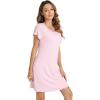image:imageWiWi Bamboo Viscose Nightgowns for Women Super Soft Short Sleeve V Neck Sleep Dress Cooling Plus Size Lounge Sleepwear S4XDpink