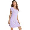 image:imageWiWi Bamboo Viscose Nightgowns for Women Super Soft Short Sleeve V Neck Sleep Dress Cooling Plus Size Lounge Sleepwear S4XDtaro Purple