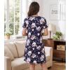 image:imageWiWi Bamboo Viscose Nightgowns for Women Super Soft Short Sleeve V Neck Sleep Dress Cooling Plus Size Lounge Sleepwear S4XNavyPeony