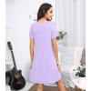 image:imageWiWi Bamboo Viscose Nightgowns for Women Super Soft Short Sleeve V Neck Sleep Dress Cooling Plus Size Lounge Sleepwear S4XTaro Purple