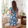 image:imageWiWi Bamboo Viscose Nightgowns for Women Super Soft Short Sleeve V Neck Sleep Dress Cooling Plus Size Lounge Sleepwear S4XTeal BluePeony