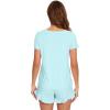 image:imageWiWi Bamboo Viscose Pajama Set for Women Soft Short Sleeve Top and Short 2 Piece Pjs Sleepwear Summer Cooling LoungewearAqua