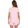 image:imageWiWi Bamboo Viscose Pajama Set for Women Soft Short Sleeve Top and Short 2 Piece Pjs Sleepwear Summer Cooling LoungewearPink