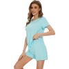 image:imageWiWi Bamboo Viscose Womens Pajama Sets Tshirt amp Sleep Shorts Loungewear Set Soft 2 Piece Pjs Summer Cooling Sleepwear SXXLAqua
