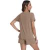 image:imageWiWi Bamboo Viscose Womens Pajama Sets Tshirt amp Sleep Shorts Loungewear Set Soft 2 Piece Pjs Summer Cooling Sleepwear SXXLCamel