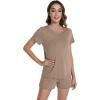 image:imageWiWi Bamboo Viscose Womens Pajama Sets Tshirt amp Sleep Shorts Loungewear Set Soft 2 Piece Pjs Summer Cooling Sleepwear SXXLCamel