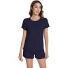 image:imageWiWi Bamboo Viscose Womens Pajama Sets Tshirt amp Sleep Shorts Loungewear Set Soft 2 Piece Pjs Summer Cooling Sleepwear SXXLNavy