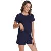 image:imageWiWi Bamboo Viscose Womens Pajama Sets Tshirt amp Sleep Shorts Loungewear Set Soft 2 Piece Pjs Summer Cooling Sleepwear SXXLNavy