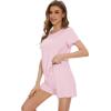 image:imageWiWi Bamboo Viscose Womens Pajama Sets Tshirt amp Sleep Shorts Loungewear Set Soft 2 Piece Pjs Summer Cooling Sleepwear SXXLPink