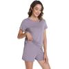 image:imageWiWi Bamboo Viscose Womens Pajama Sets Tshirt amp Sleep Shorts Loungewear Set Soft 2 Piece Pjs Summer Cooling Sleepwear SXXLViolet