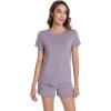 image:imageWiWi Bamboo Viscose Womens Pajama Sets Tshirt amp Sleep Shorts Loungewear Set Soft 2 Piece Pjs Summer Cooling Sleepwear SXXLViolet
