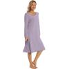 image:imageWiWi Long Sleeve Bamboo Viscose Nightgowns for Women Soft Cooling Lightweight Sleep Night Dress for Women Sleepwear SXXLBviolet