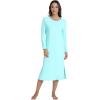 image:imageWiWi Long Sleeve Bamboo Viscose Nightgowns for Women Soft Cooling Sleep Night Dress Shirts for Women Sleepwear SXXLAaqua
