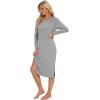 image:imageWiWi Long Sleeve Bamboo Viscose Nightgowns for Women Soft Cooling Sleep Night Dress Shirts for Women Sleepwear SXXLAheather Grey