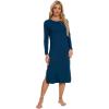 image:imageWiWi Long Sleeve Bamboo Viscose Nightgowns for Women Soft Cooling Sleep Night Dress Shirts for Women Sleepwear SXXLAink Blue