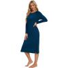image:imageWiWi Long Sleeve Bamboo Viscose Nightgowns for Women Soft Cooling Sleep Night Dress Shirts for Women Sleepwear SXXLAink Blue