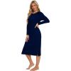 image:imageWiWi Long Sleeve Bamboo Viscose Nightgowns for Women Soft Cooling Sleep Night Dress Shirts for Women Sleepwear SXXLAnavy