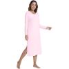 image:imageWiWi Long Sleeve Bamboo Viscose Nightgowns for Women Soft Cooling Sleep Night Dress Shirts for Women Sleepwear SXXLApink