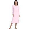 image:imageWiWi Long Sleeve Bamboo Viscose Nightgowns for Women Soft Cooling Sleep Night Dress Shirts for Women Sleepwear SXXLApink