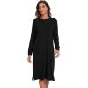 image:imageWiWi Long Sleeve Bamboo Viscose Nightgowns for Women Soft Cooling Sleep Night Dress Shirts for Women Sleepwear SXXLBblack