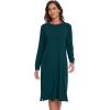 image:imageWiWi Long Sleeve Bamboo Viscose Nightgowns for Women Soft Cooling Sleep Night Dress Shirts for Women Sleepwear SXXLBdark Bluish Green
