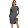 image:imageWiWi Long Sleeve Bamboo Viscose Nightgowns for Women Soft Cooling Sleep Night Dress Shirts for Women Sleepwear SXXLBdark Heather Grey