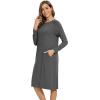 image:imageWiWi Long Sleeve Bamboo Viscose Nightgowns for Women Soft Cooling Sleep Night Dress Shirts for Women Sleepwear SXXLBdark Heather Grey