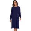 image:imageWiWi Long Sleeve Bamboo Viscose Nightgowns for Women Soft Cooling Sleep Night Dress Shirts for Women Sleepwear SXXLBnavy