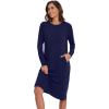 image:imageWiWi Long Sleeve Bamboo Viscose Nightgowns for Women Soft Cooling Sleep Night Dress Shirts for Women Sleepwear SXXLBnavy