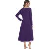 image:imageWiWi Long Sleeve Bamboo Viscose Nightgowns for Women Soft Cooling Sleep Night Dress Shirts for Women Sleepwear SXXLCdark Purple