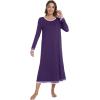 image:imageWiWi Long Sleeve Bamboo Viscose Nightgowns for Women Soft Cooling Sleep Night Dress Shirts for Women Sleepwear SXXLCdark Purple