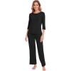 image:imageWiWi Pajamas Set for Women 34 Sleeve Top and Pants Viscose from Bamboo Lounge Set Soft Sleepwear Pjs with Pockets SXXLBlack