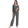 image:imageWiWi Pajamas Set for Women 34 Sleeve Top and Pants Viscose from Bamboo Lounge Set Soft Sleepwear Pjs with Pockets SXXLDark Heather Grey