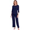 image:imageWiWi Pajamas Set for Women 34 Sleeve Top and Pants Viscose from Bamboo Lounge Set Soft Sleepwear Pjs with Pockets SXXLNavy